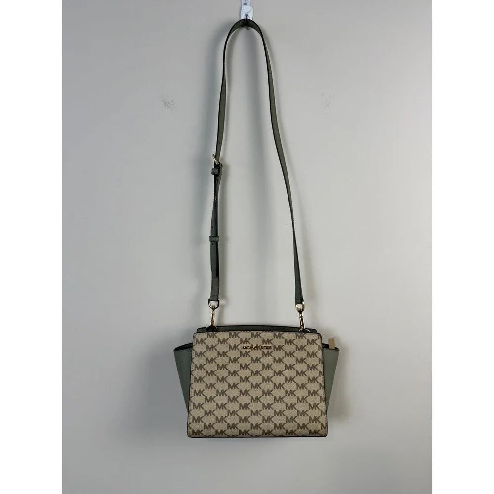 Michael Kors Messenger Bag Medium Olive Green Selma Saffiano Leather MK‎ Logo
